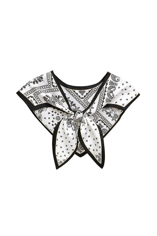 SamHeng Décoratif Châle Faux Col pour Femme, Mode Noué Écharpe Triangulaire Cape dépaule, Amovible Chemise Faux Col Châle S