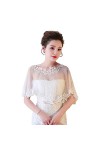 SamHeng Cape de Mariage en Dentelle pour Mariée, Femmes Fleur Brodé Boléro Châle Couverture dépaule Capelets en Tulle pour F