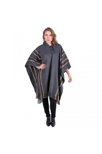 Gamboa Poncho en laine dalpaga pour femme - Poncho pour femme, gris foncé, taille unique