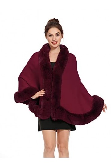 ZLYC Châle dhiver en fausse fourrure pour femme, Dip Dye Noir, taille unique