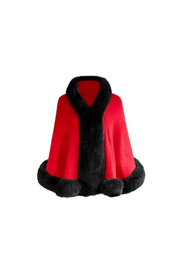 ZLYC Châle dhiver en fausse fourrure pour femme, Dip Dye Noir, taille unique