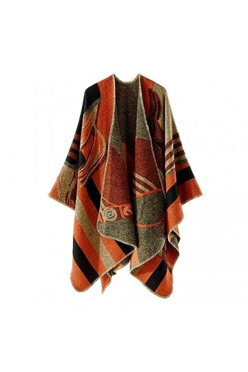 colornival Poncho Femme 50% acrylique, 50% polyester Hiver Élégant Châle Femme Chaud Poncho Cape Réversible Écharpe Châle H
