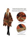 colornival Poncho Femme 50% acrylique, 50% polyester Hiver Élégant Châle Femme Chaud Poncho Cape Réversible Écharpe Châle H