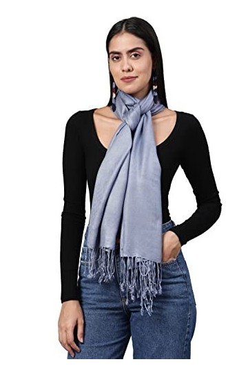 ALLEN & MATE Écharpe châle pashmina douce fabriquée à la main pour femme dans des couleurs unies, Moka/gris froid ombré, tail