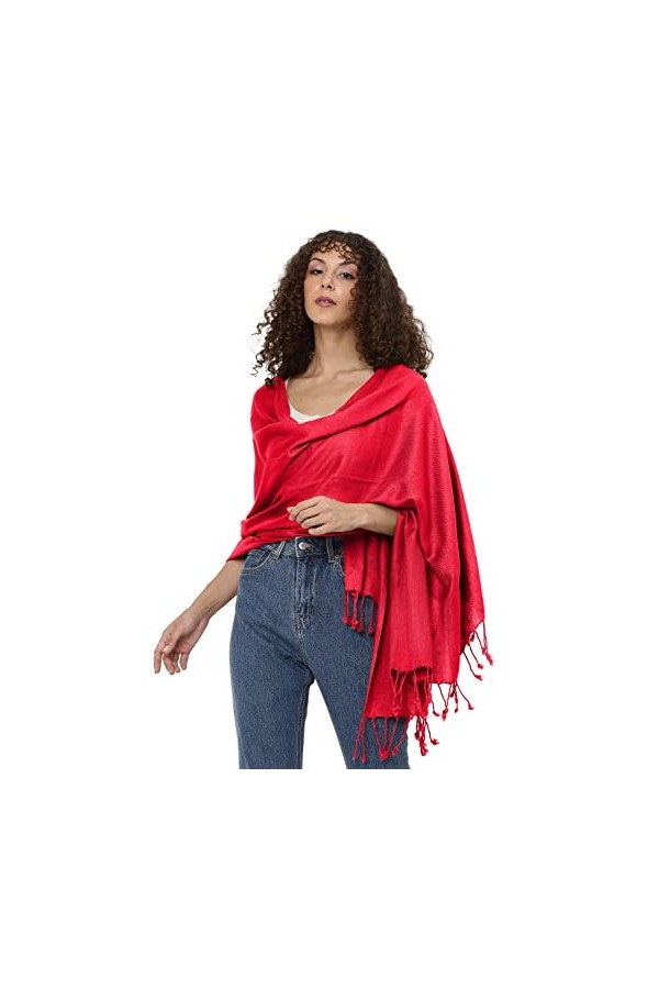 ALLEN & MATE Écharpe châle pashmina douce fabriquée à la main pour femme dans des couleurs unies, Moka/gris froid ombré, tail