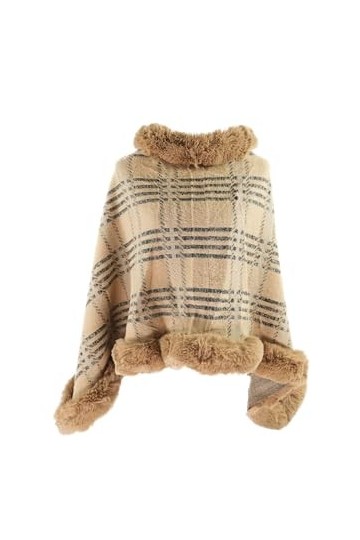 QUEEN HELENA Cape d’Hiver pour Femme MC22-2 Marron, Taille unique