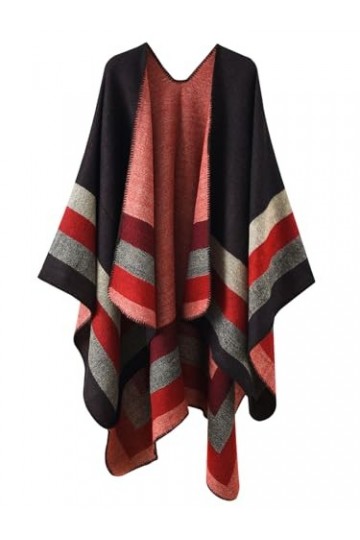 Comilaka Femme Poncho Châle Ouvert Cape Elégant Wrap Echarpe Epaisse Poncho Cardigan Foulard Manteau Automne Hiver