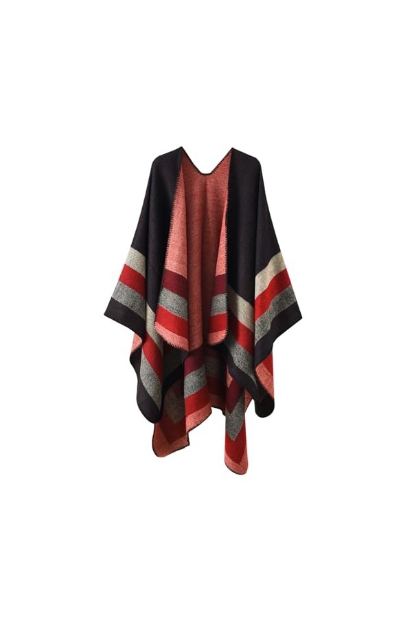 Comilaka Femme Poncho Châle Ouvert Cape Elégant Wrap Echarpe Epaisse Poncho Cardigan Foulard Manteau Automne Hiver
