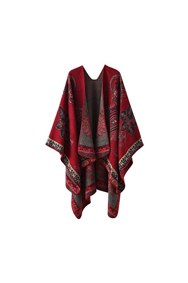 Comilaka Femme Poncho Châle Ouvert Cape Elégant Wrap Echarpe Epaisse Poncho Cardigan Foulard Manteau Automne Hiver