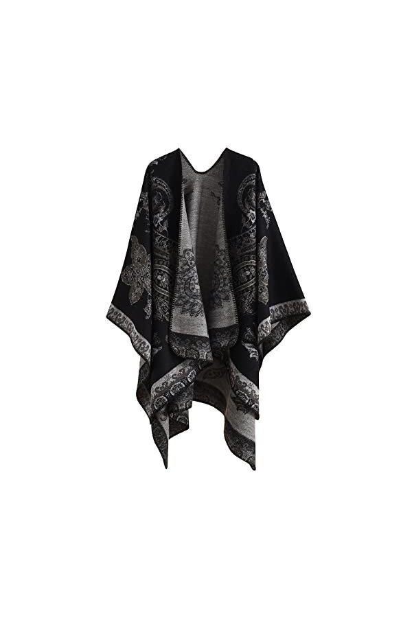 Comilaka Femme Poncho Châle Ouvert Cape Elégant Wrap Echarpe Epaisse Poncho Cardigan Foulard Manteau Automne Hiver