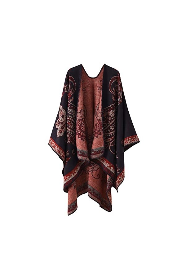 Comilaka Femme Poncho Châle Ouvert Cape Elégant Wrap Echarpe Epaisse Poncho Cardigan Foulard Manteau Automne Hiver
