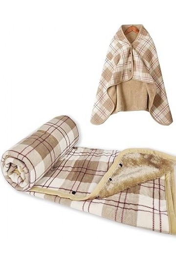 CheChury Femme Poncho Polaire Chaud Hiver Plaid Châle Polaire Cape Polaire Femme Chaude Cardigan avec Boutons Couverture à Ca