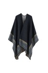 Daysskk Ponchos & Capes en tricot pour femme Écharpe chaude dhiver ouverte devant, Motif 3 - Noir, Taille Unique