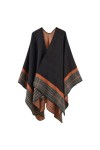Daysskk Ponchos & Capes en tricot pour femme Écharpe chaude dhiver ouverte devant, Motif 3 - Noir, Taille Unique