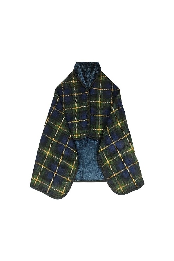 Yutdeng Couverture Polaire Poncho Plaid Flanelle Cape Femme dhiver Châle Chaud Peluche à Carreaux avec Bouton Blanket Révers