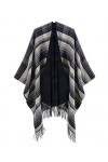 Rayson Châle Femme Hiver Élégant Plaid Cape Franges Poncho Femme Hiver Chaud Ouvert Grandes Écharpe Cachemire dImitation Gri