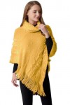 Rayson Femme Poncho Châle à Franges Hiver Tricot à col Montant Mode Elégant avec des Perles Chaud Écharpe Automne Hiver Cadea