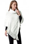 Rayson Femme Poncho Châle à Franges Hiver Tricot à col Montant Mode Elégant avec des Perles Chaud Écharpe Automne Hiver Cadea