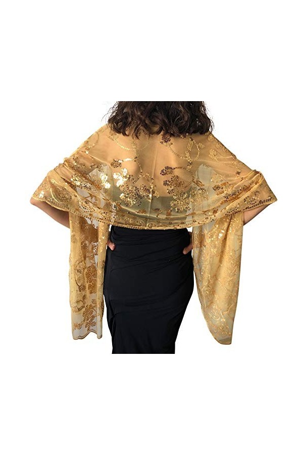 Central Chic Écharpe à paillettes Pashmina pour robe de mariée ou de demoiselle dhonneur, argent/noir, taille unique