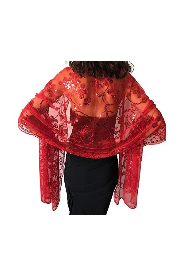 Central Chic Écharpe à paillettes Pashmina pour robe de mariée ou de demoiselle dhonneur, argent/noir, taille unique