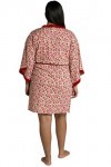 Ulla Popken Kimono Floral, col châle, Ceinture à Nouer Robe de Chambre, Alerte Scarlet, Unique Grande Taille Femme