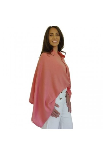 Mimi & Thomas Poncho de voyage en cachemire pur doré avec boutons, corail, taille unique