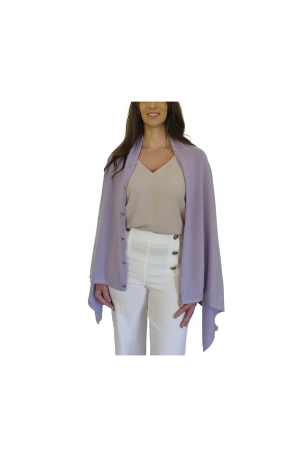 Mimi & Thomas Poncho de voyage en cachemire pur doré avec boutons, corail, taille unique