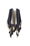 Kuukaas Poncho dhiver chaud pour femme - En tricot - 130 x 160 cm, bleu, 130*160 CM