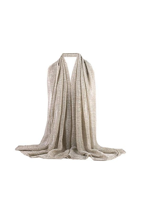 MEGAUK Foulard dété en mousseline de soie pour femme - Pour robe de soirée, mariage, protection solaire, 02842 Gris, 68*165c
