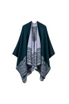 AXZDTH Écharpe pour femme - Poncho vintage - Couleur bloquante - Poncho ouvert à lavant - Couverture dhiver élégante - Pour