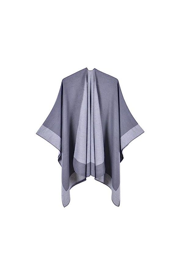 AXZDTH Écharpe pour femme - Poncho vintage - Couleur bloquante - Poncho ouvert à lavant - Couverture dhiver élégante - Pour