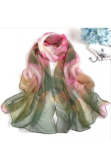 MEGAUK Foulard dété en mousseline de soie pour femme - Pour robe de soirée, mariage, protection solaire, 02830 Vert Rose, 45