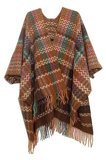 PADOLA Femme Poncho Châle Écharpe Cape Épaissie Rétro Imprimé Châle Cape Ouverture Cachemire dimitation Douce Manteau Tassel