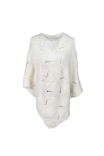 QUEEN HELENA Poncho Manteau dhiver décontracté élégant pour femme MC22-1, Blanc, Taille unique