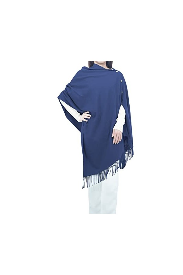 FEOYA Poncho à boutons pour femme - Écharpe chaude pour lhiver - Couverture douce - Épais - Mélange de cachemire - Cardigan 