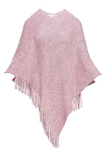 Poncho élégant pour femme avec pompons - rose - Taille Unique