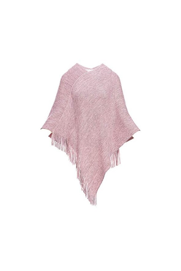 Poncho élégant pour femme avec pompons - rose - Taille Unique