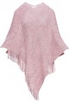Poncho élégant pour femme avec pompons - rose - Taille Unique