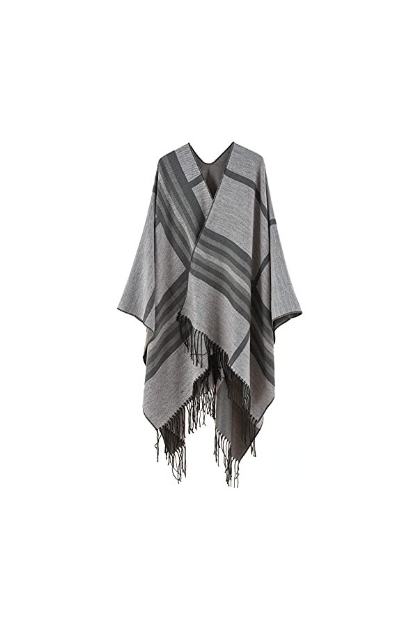 FEOYA Poncho pour femme, veste en tricot au design enveloppant en laine à motifs artificiels élégants, combinable, veste à l