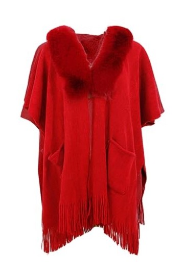 Rayson Poncho Châle Femme Hiver Elégant Pull Cape Poches Poncho Frange Ouvert Chaud Poncho Cape Chaud Tricoté Ponchos Châles,
