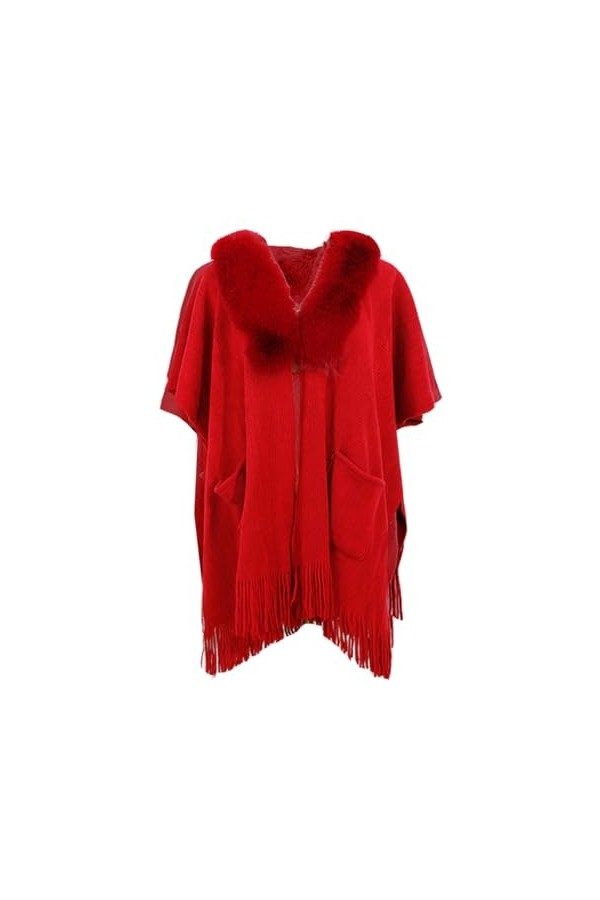 Rayson Poncho Châle Femme Hiver Elégant Pull Cape Poches Poncho Frange Ouvert Chaud Poncho Cape Chaud Tricoté Ponchos Châles,