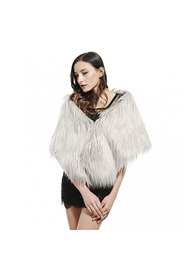 JINTN Cape dhiver en fausse fourrure pour femme - Pour mariage, fête, automne et hiver., gris, Taille Unique