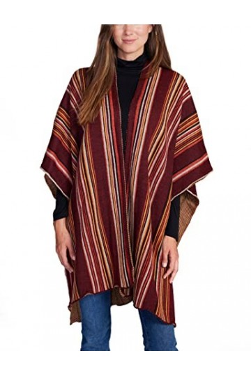 Invisible World Poncho Femme Laine dAlpaga Bébé 100% Cape Hiver Automne Brodé à la Main Altiplano