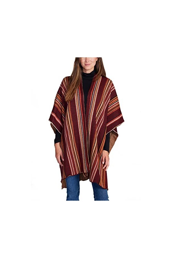 Invisible World Poncho Femme Laine dAlpaga Bébé 100% Cape Hiver Automne Brodé à la Main Altiplano