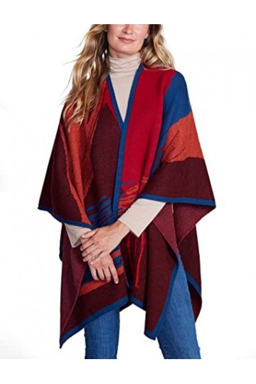 Invisible World Poncho Femme Laine dAlpaga Bébé 100% Cape Hiver Automne Brodé à la Main Coup de Pinceau