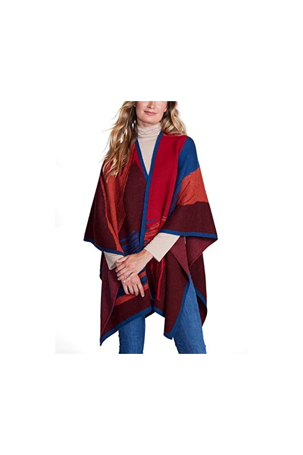 Invisible World Poncho Femme Laine dAlpaga Bébé 100% Cape Hiver Automne Brodé à la Main Coup de Pinceau