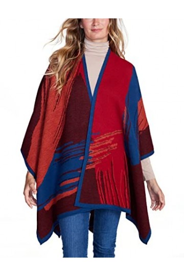 Invisible World Poncho Femme Laine dAlpaga Bébé 100% Cape Hiver Automne Brodé à la Main Coup de Pinceau