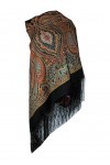 Belle grand authentique noir russe Pavlovo Posad Femme Echarpe Châle Etole Paisley Folk 100% laine avec des franges de soie 1