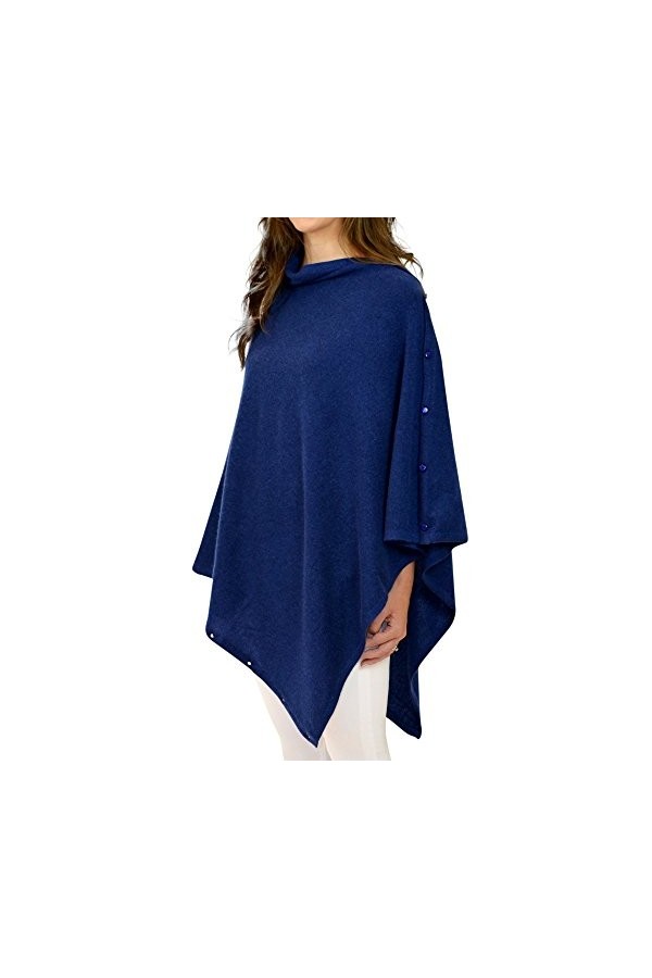 Grey 100% Pure Cashmere Ponchos Wraps Shawls with Buttons in Gift Box