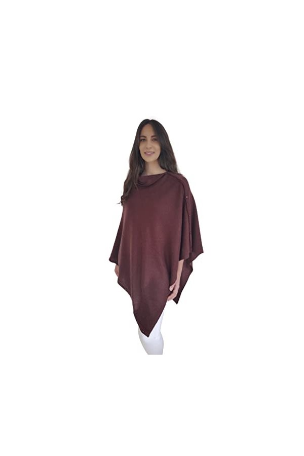 Grey 100% Pure Cashmere Ponchos Wraps Shawls with Buttons in Gift Box